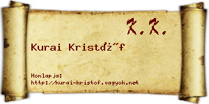 Kurai Kristóf névjegykártya